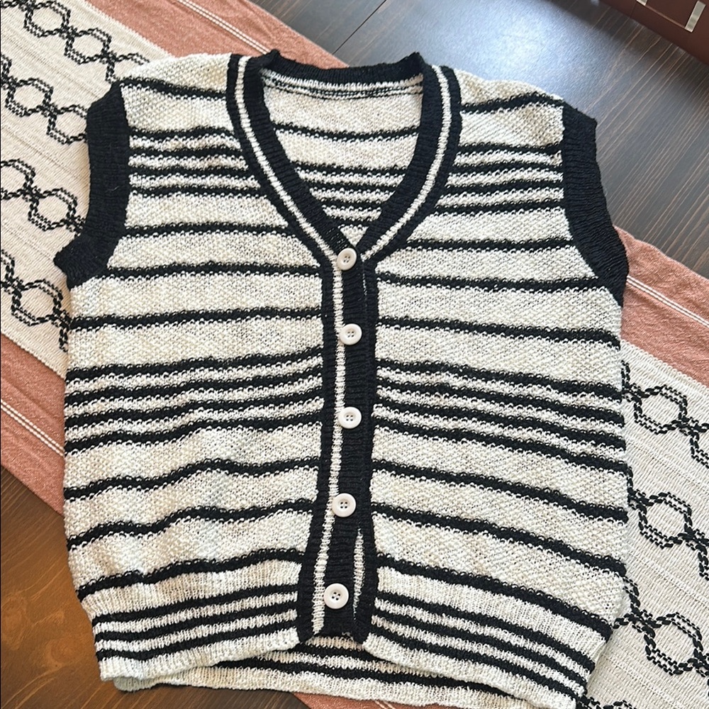 Striped Black and White Knit Vest